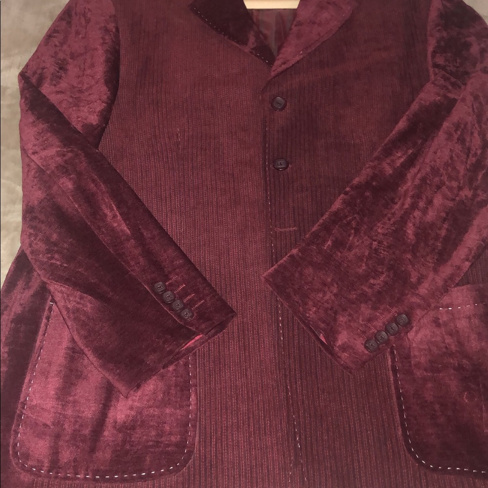 2XL Burgundy Men’s Velour Blazer